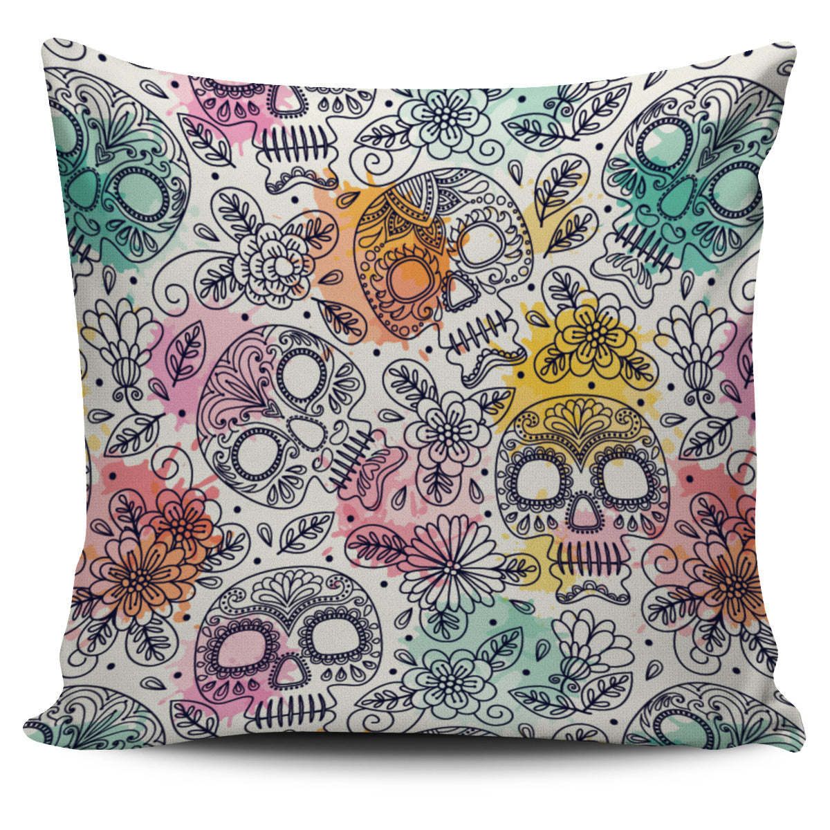 Watercolor Skull Pillow Cover - Hello Moa