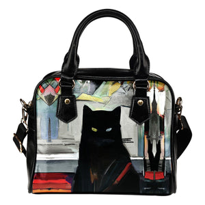 Art VI Cat Shoulder Handbag - Hello Moa