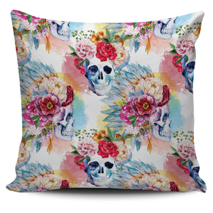 Pink Flower Skull Pillow Cover - Hello Moa