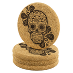 Sugar Skull Droplet Cork Drink Coaster - Hello Moa