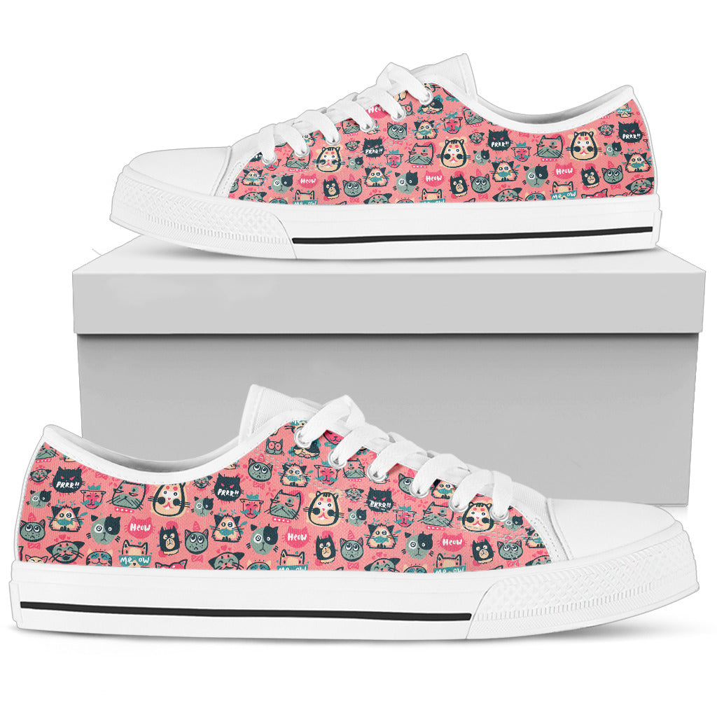 Pink Meow Cat Lo Top Shoes - Hello Moa