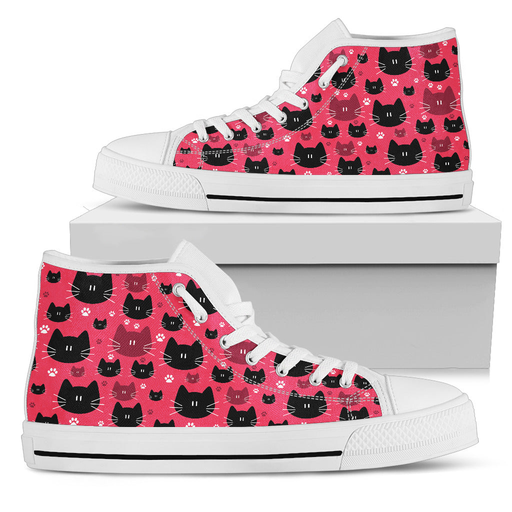 Black & Red Cat High Tops - Hello Moa