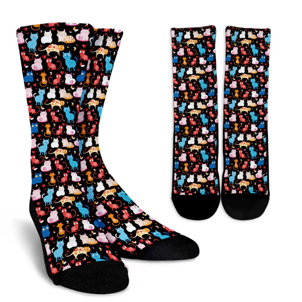Black Cartoon Cat Socks - Hello Moa