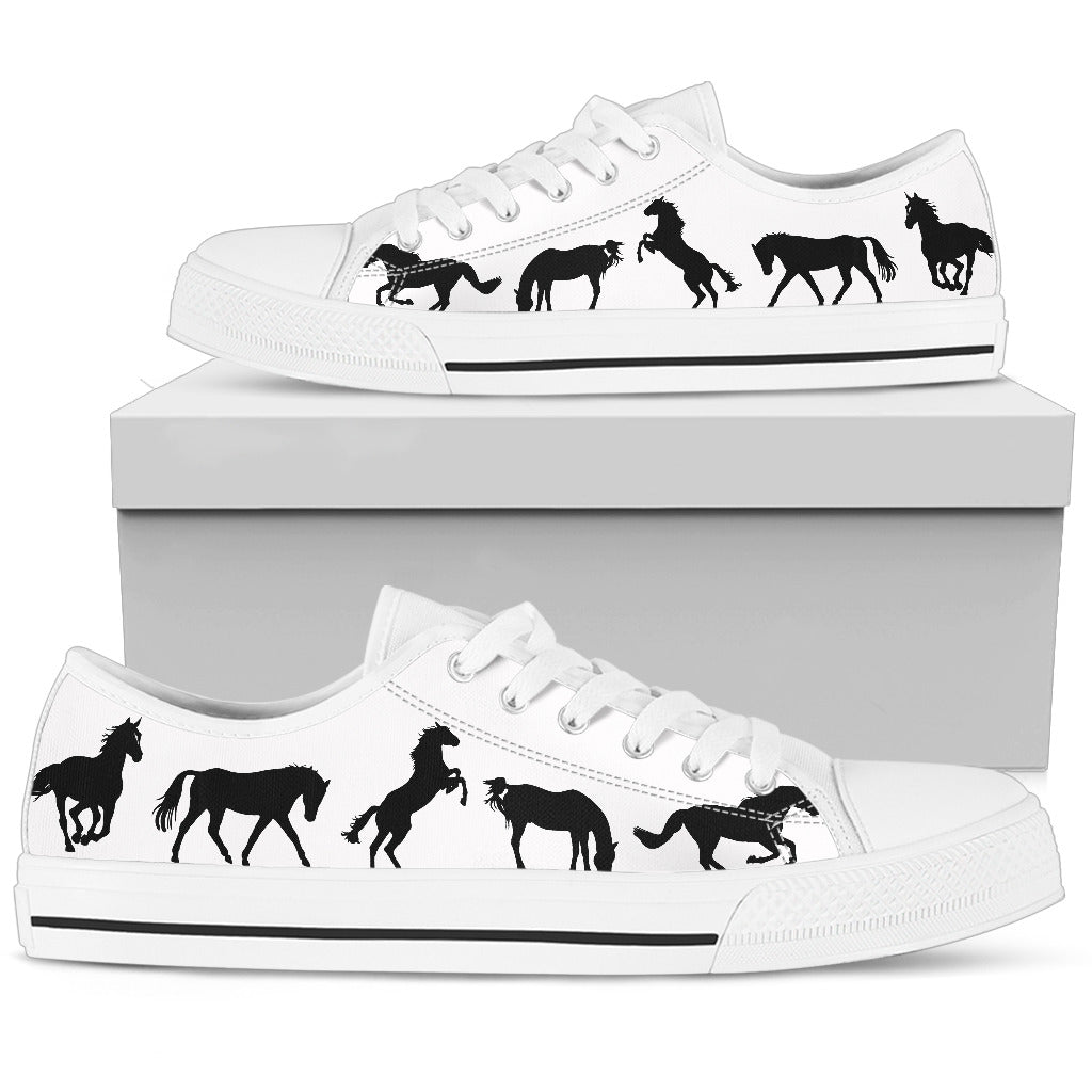 Black and White Horse Lo Cut Shoes - Hello Moa