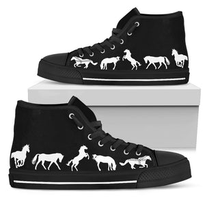 Black and White Horse High Cut Shoes - Hello Moa