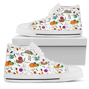 Cats With Wool Canvas Hi Tops - Hello Moa
