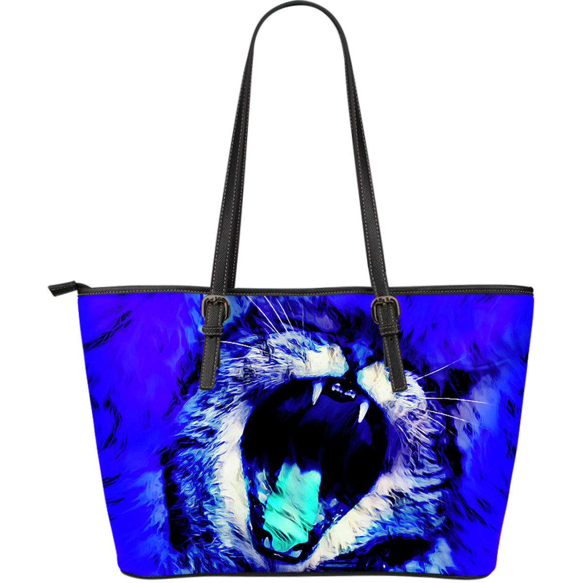 Blue Wild Cat Leather Tote Bag - Hello Moa