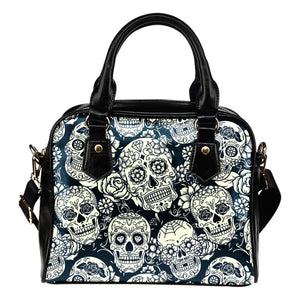 Black & White Sugar Skull Shoulder Handbag - Hello Moa
