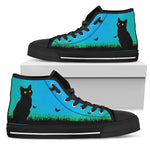 Black Cat Blue Sky Canvas Shoes (Women's) - Hello Moa