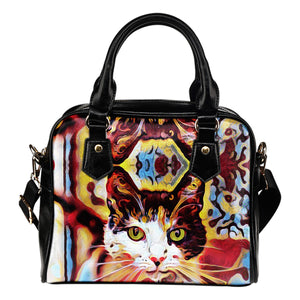 Blue Red Cat Shoulder Handbag - Hello Moa