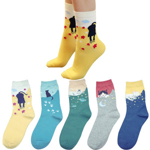 Cute Cat Socks (5 Pairs) - Hello Moa