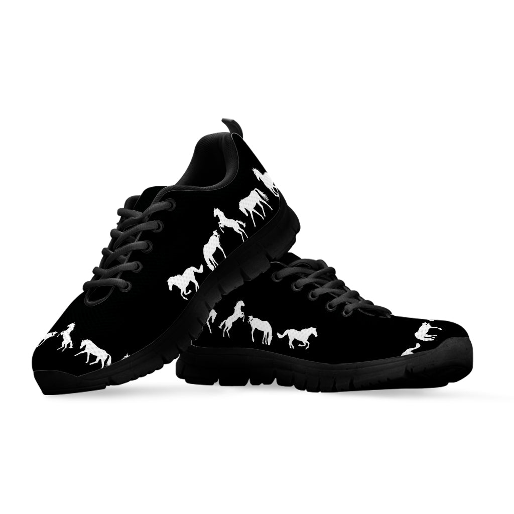 Kid's Black & White Horse Sneakers - Hello Moa