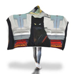Black Cat Art Hooded Blanket - Hello Moa