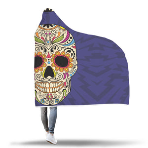 Purple Sugar Skull Hooded Blanket - Hello Moa