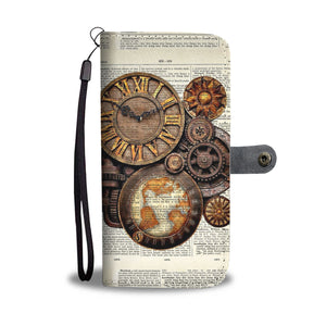 Paper Clock Steampunk Phone Wallet