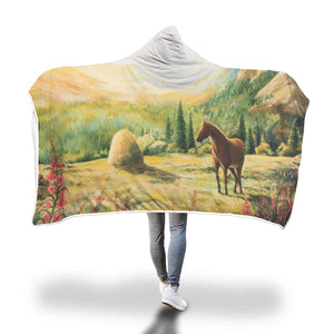 Horse on Hill Hooded Blanket - Hello Moa