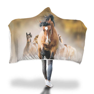 Running Horses Hooded Blanket - Hello Moa