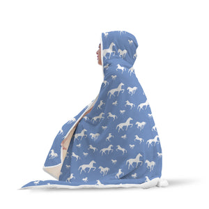 Blue Horse Hooded Blanket - Hello Moa