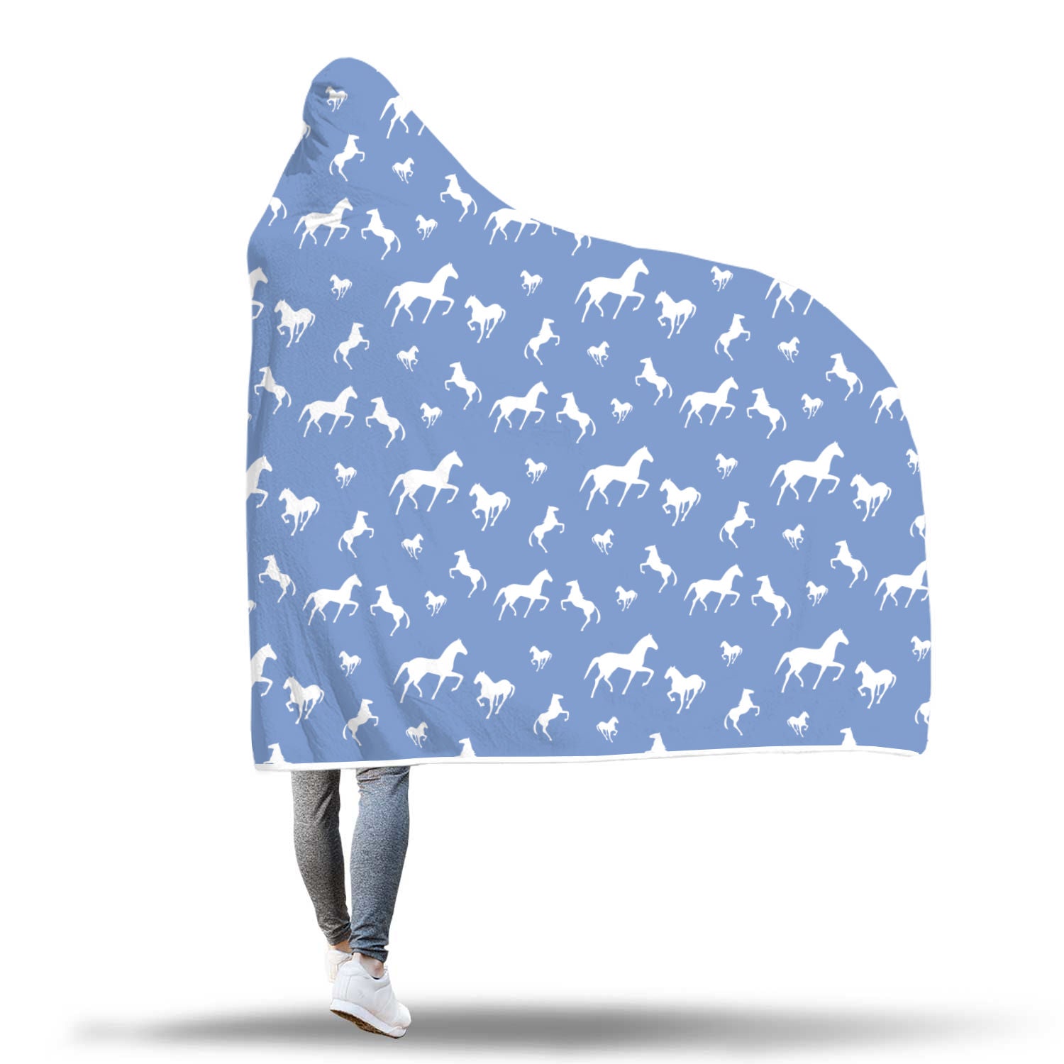 Blue Horse Hooded Blanket - Hello Moa