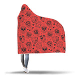 Red Sugar Skull Hooded Blanket - Hello Moa