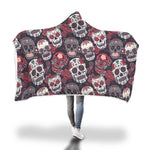 Red & White Sugar Skull Hooded Blanket - Hello Moa