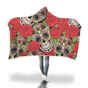 Large Rose Skull Hooded Blanket - Hello Moa