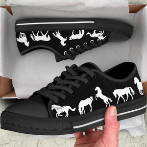Black and White Horse Lo Cut Shoes - Hello Moa