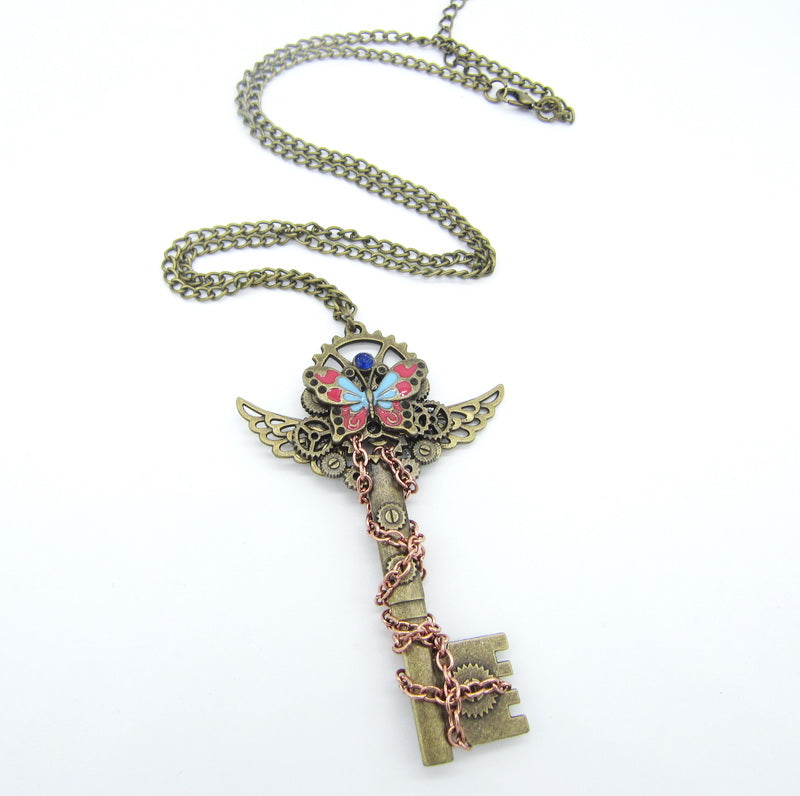 Brass Winged Key Necklace - Hello Moa