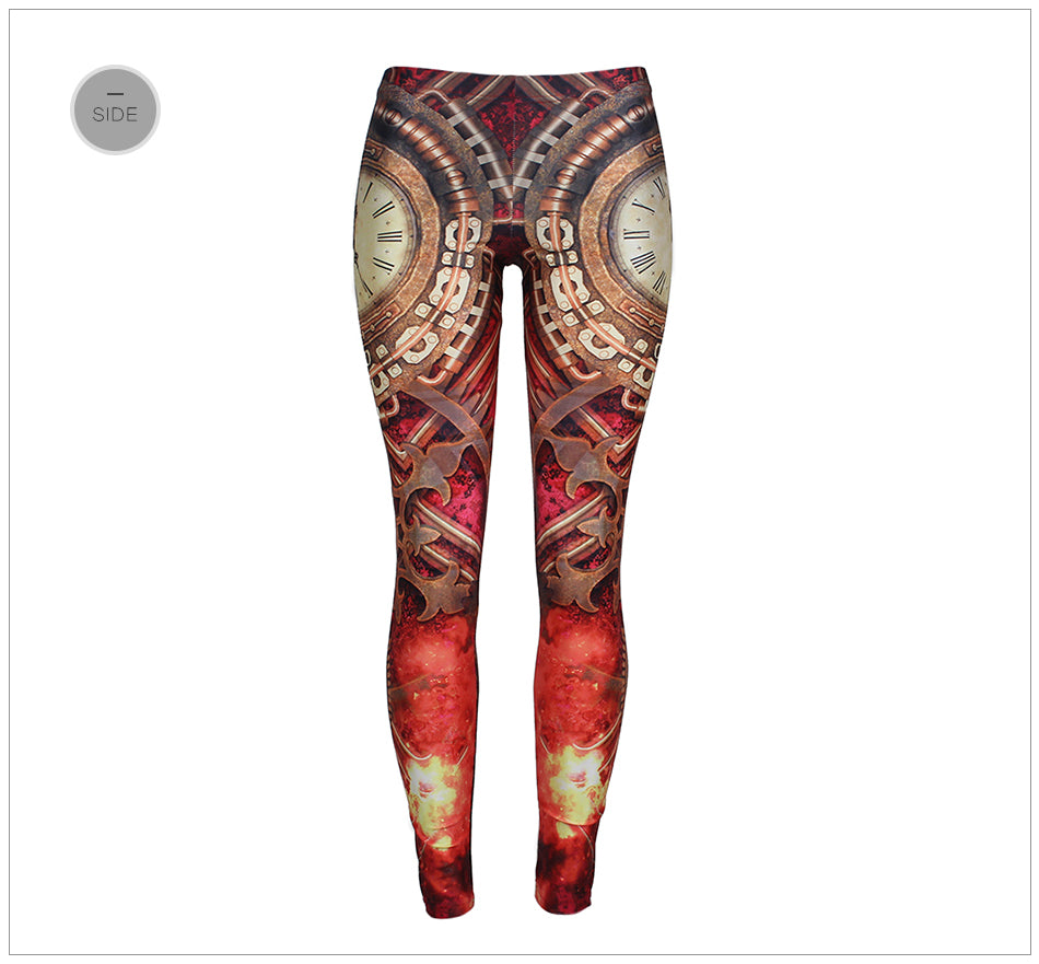 Steampunk Gold Clock Leggings - Hello Moa