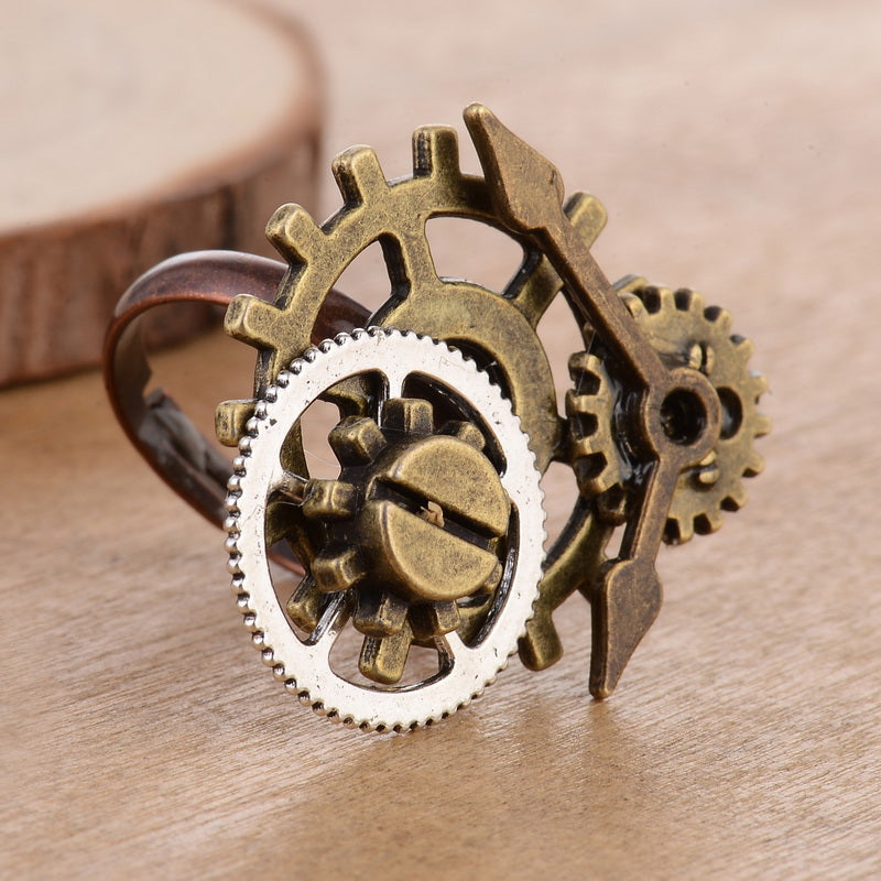 Gear & Clock Pointer Steampunk Ring - Hello Moa