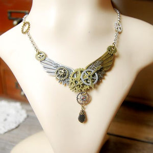 Steampunk Angel Wings Necklace - Hello Moa