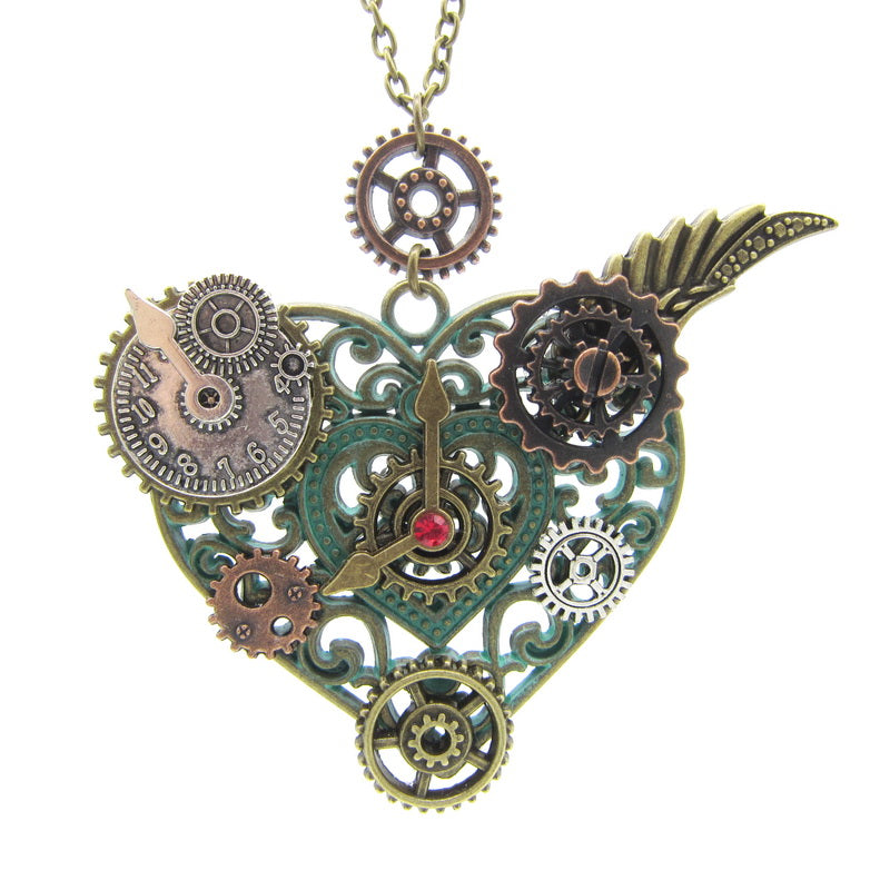 Steampunk Pattern Heart Necklace - Hello Moa