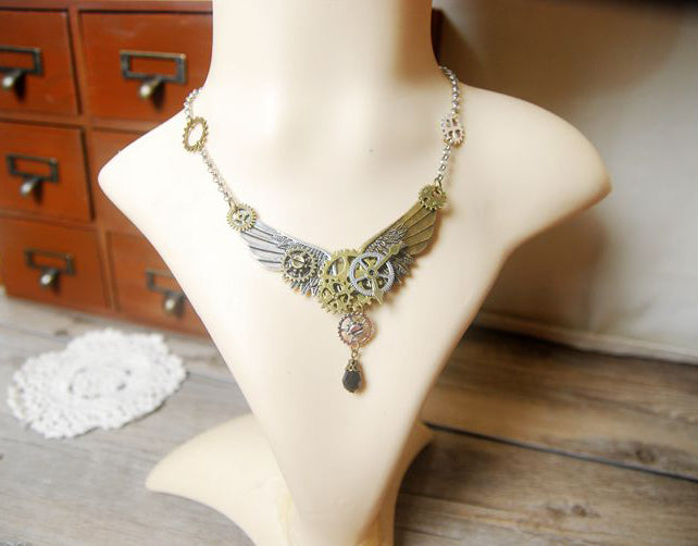 Steampunk Angel Wings Necklace - Hello Moa