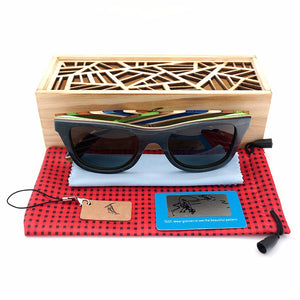 Striped Wooden Sunglasses - Hello Moa