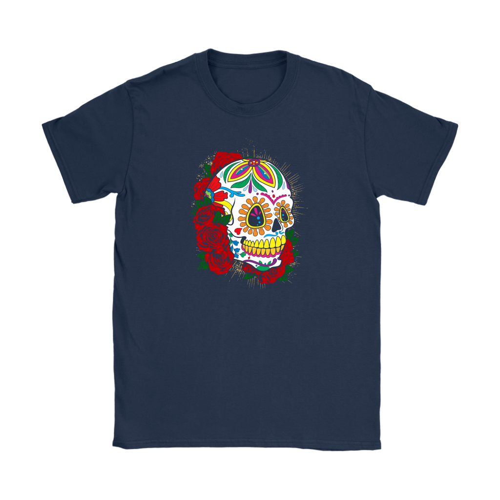 Red Flower Sugar Skull Tee - Hello Moa