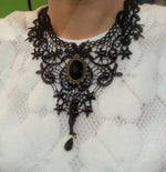 Black Lace & Beads Steampunk Collar - Hello Moa