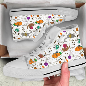 Cats With Wool Canvas Hi Tops - Hello Moa