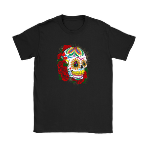 Red Flower Sugar Skull Tee - Hello Moa