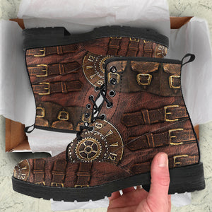 Brown Buckled Steampunk Boots - Hello Moa