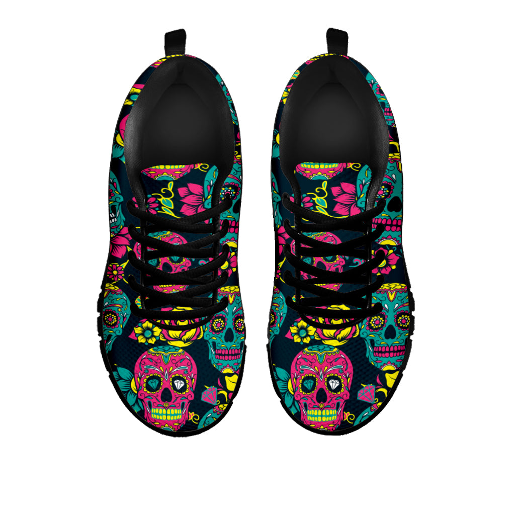 Pink & Blue Sugar Skull Sneakers - Hello Moa