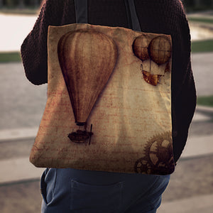 Steampunk Vintage Balloon Cloth Tote Bag - Hello Moa