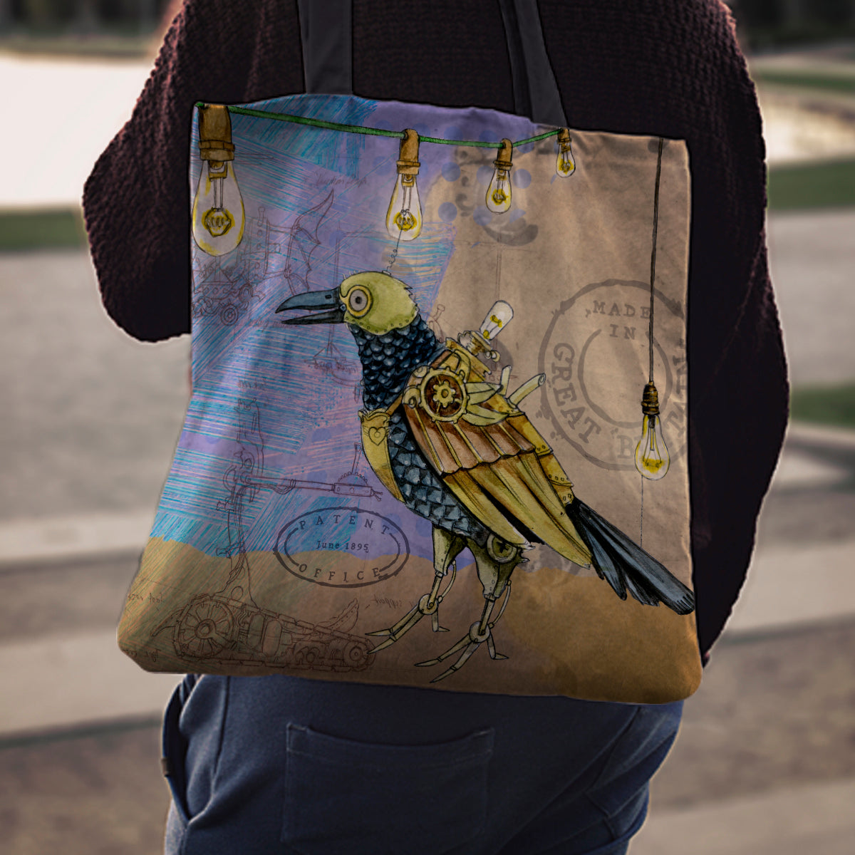 Steampunk Bird Cloth Tote Bag - Hello Moa
