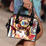 Blue Red Cat Shoulder Handbag - Hello Moa