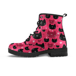 Black & Red Cat Faces Boots (Women's) - Hello Moa