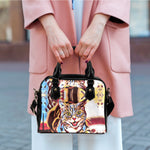 Brown Blue Cat Shoulder Handbag - Hello Moa