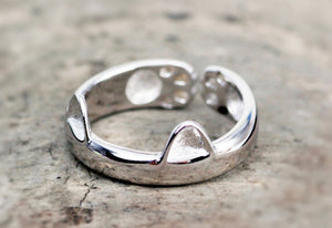 Silver Plated Cat Ear Ring - Hello Moa