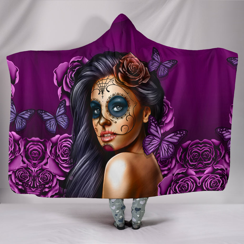Purple Calavera Hooded Blanket - Hello Moa