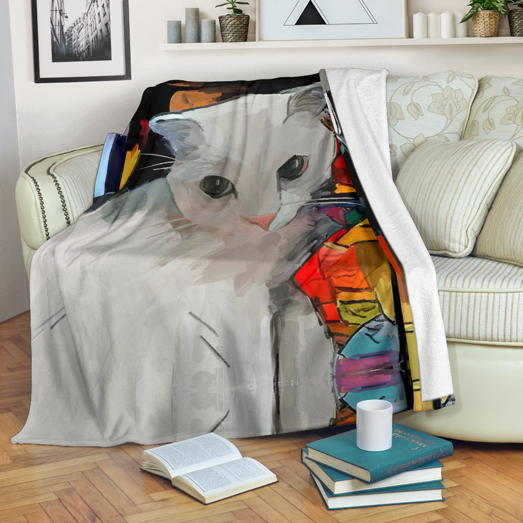 White Cat Blanket - Hello Moa