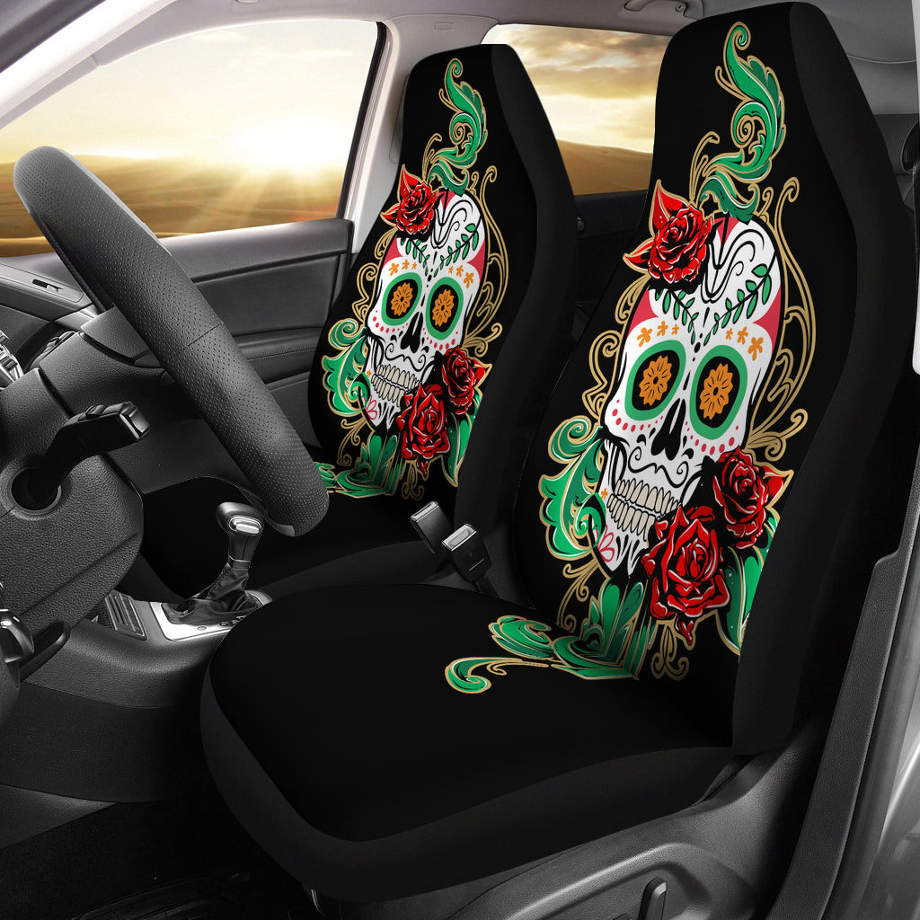 Green Skull Car Seat Covers - Hello Moa