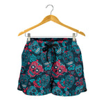 Red & Blue Sugar Skull Women's Shorts - Hello Moa